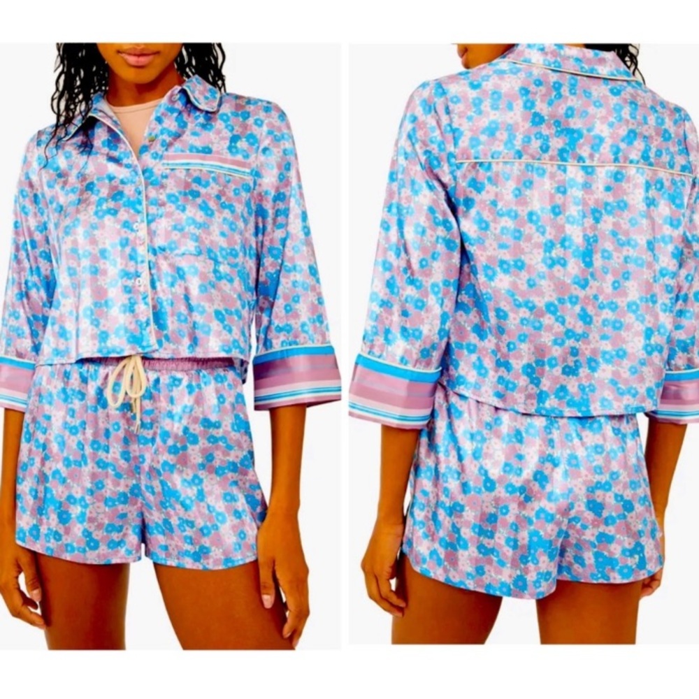 Free People Pillow Talk Silky Satin PJ Pajama Set NEW WITH TAGS - Picture 2 of 15